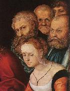 CRANACH, Lucas the Elder Christ and the Adulteress (detail) dfh USA oil painting reproduction